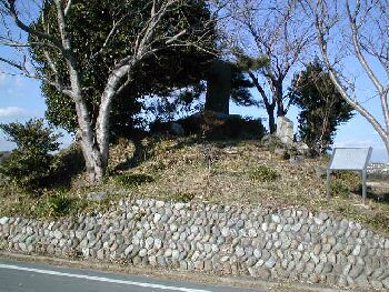 田圃のなかに寂しく佇む城跡。あ、松ヶ島城跡とまったく同じだ。